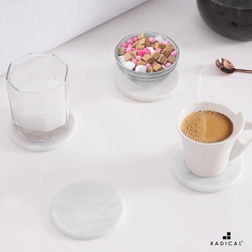 Round Marble Coasters Set of 6 with Holder (6 Count)