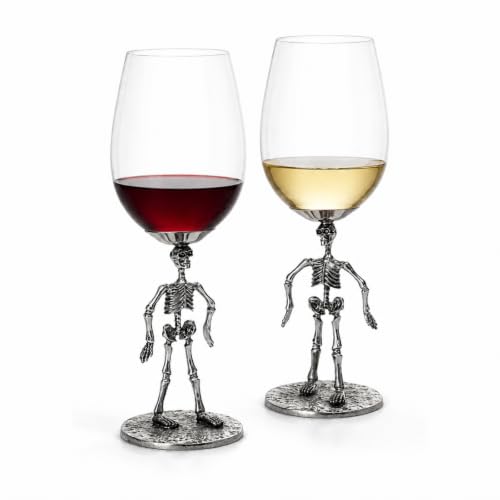 Spooky Gothic Goblets Skeleton Stemmed Wine Glasses (2 Count)