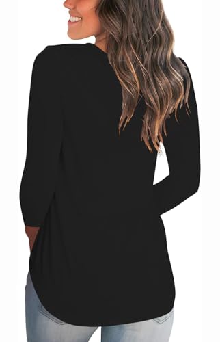 Long Sleeve Christmas Shirts for Women Santa's Hat Print Costumes Tops Ho Ho Ho Xmas V