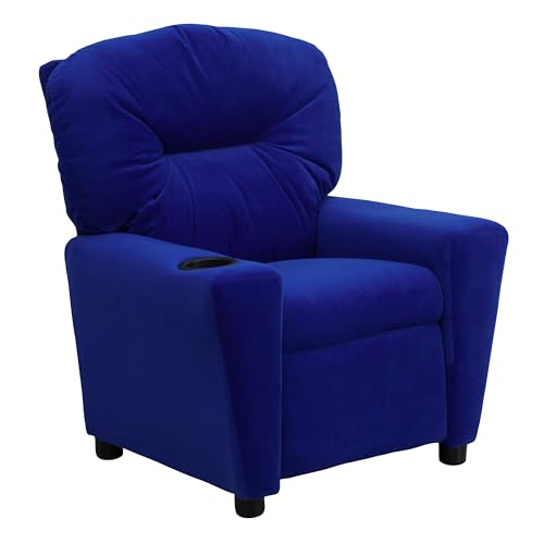 Chandler Microfiber Kids Recliner with Cup Holder and Safety Recline