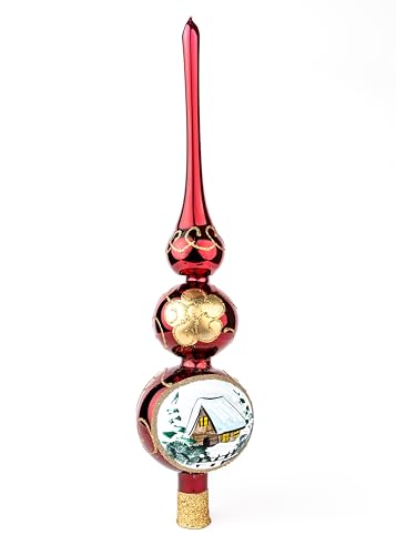 Christmas Tree Topper Mouth Blown Finial Tree Topper Midcentury Tree Topper Hand Decorated Made in Poland