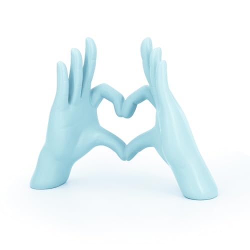 Blue Heart Hands Sculpture Decor