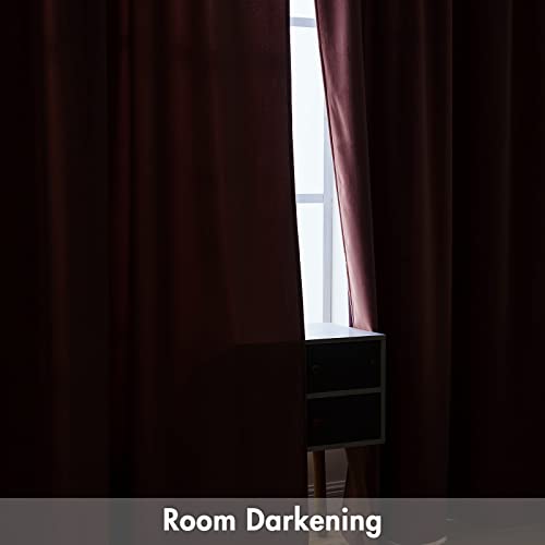 Dusty Rose Pink Velvet Room Darkening Curtains for Bedroom W52xL108 (2 Count)