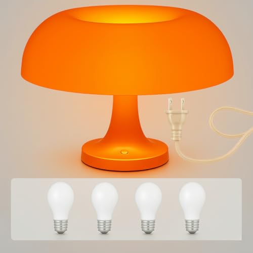 Orange Mushroom Lamp with 4 Replacable Bulbs