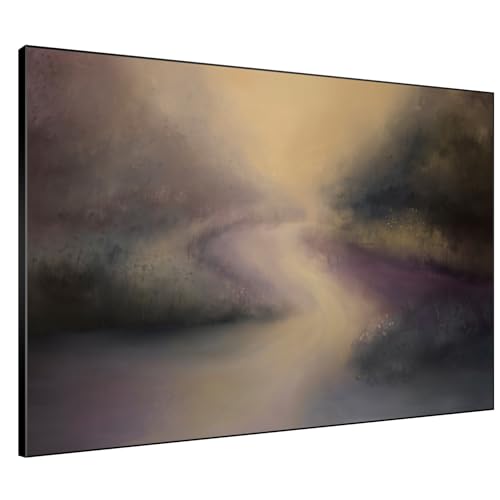60"x72" Extra Large Framed Wall Art Golden Light River Path Dreamy Impressionist Landscape Illustration for Home Living Room Bedroom Decor