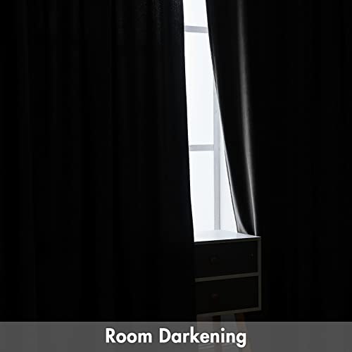 Black Blackout Velvet Curtains Drapes 72 Inch Long 52"x72" Bedroom (2 Count)