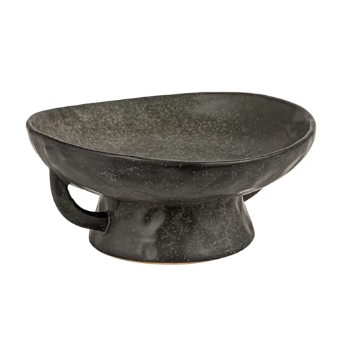 Stoneware Footed Pedestal Bowl with Handles