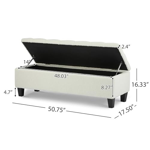 Ottilie Boucle Fabric Storage Ottoman Bench
