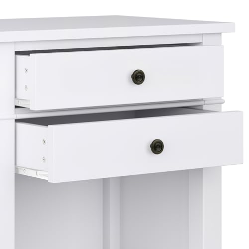 Carlton 24" Wide Solid Wood Bedside Table in White