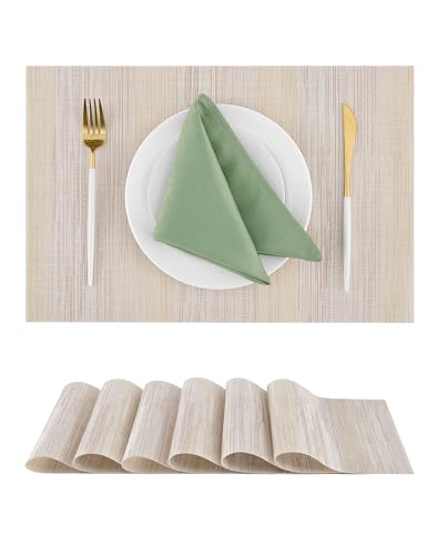 Lightsteel Beige with Yellow Placemats Set of 6 (6 Count)