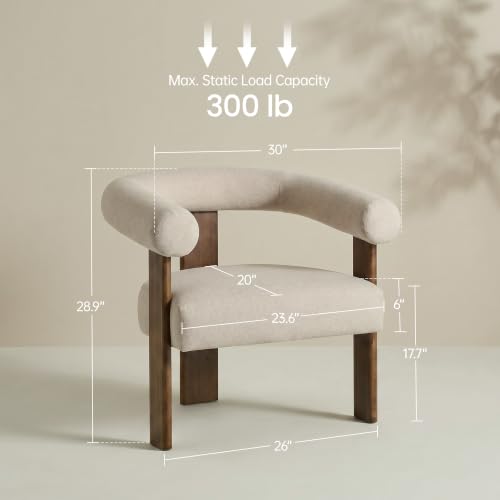 Barrel Accent Chairs Set of 2 with Armrests and Walnut Wood Legs (2 Count)