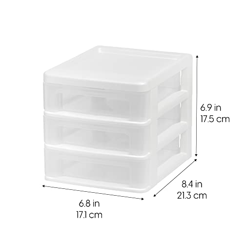 2-Pack, 3-Drawer Small Plastic Stacking Desktop Organizer, White (2 Count)
