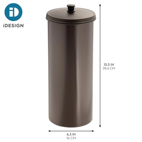 Freestanding Bathroom Toilet Paper Storage Holder with Lid Bronze
