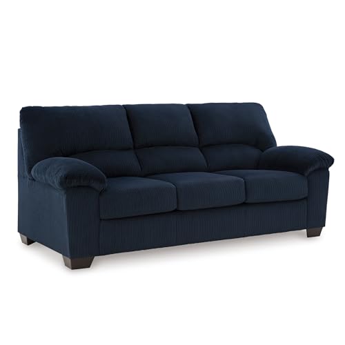 Sofa, 83-in Navy Corduroy, Anti-Sag Platform