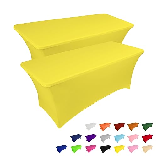 2 Pack 4FT Table Cloth for Rectangular Spandex Yellow Table Cover (2 Count)