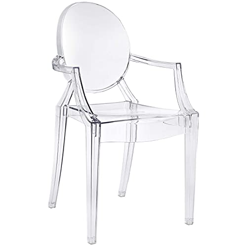 Casper Modern Acrylic Stacking Kitchen and Dining Room Arm Chair in Clear