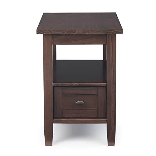 Warm Shaker 14" Wide Solid Wood End Table in Brunette Brown