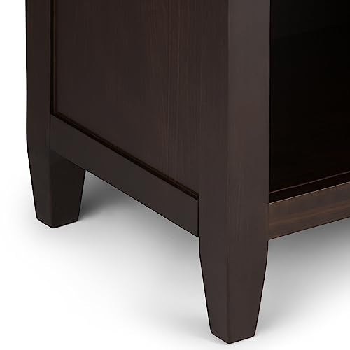 Carlton 24" Wide Solid Wood Bedside Table in Brunette Brown