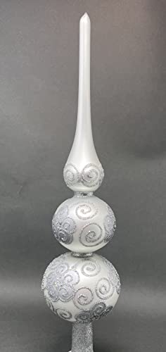 Christmas Blown Glass Tree Topper Mouth Blown Christmas Finials Tree Topper Elegant Hand Decorated Made in Poland