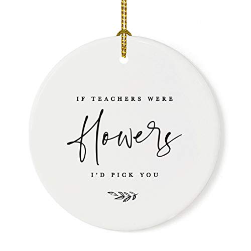 Round Ceramic Porcelain Christmas Tree Ornament for Teacher Thank You Appreciation Graduation Gift