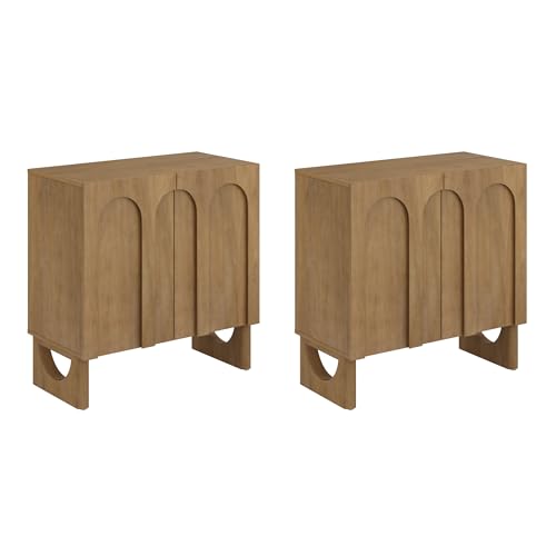 Jett Mid Century Modern Wood Credenza Storage Cabinet (2 Count)