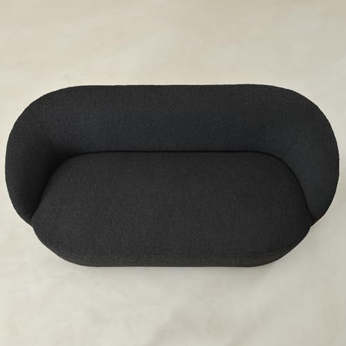 68" Boucle Loveseat Couch with 2 Swivel Barrel Chairs (3 Count)