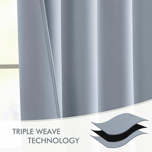 Light Blue Back Tab Blackout Curtains 52x120 Inch Long 2 Panels Set (2 Count)