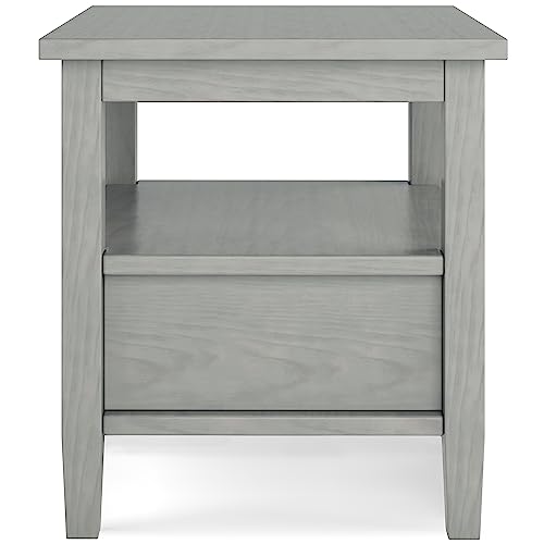 Warm Shaker 20" Wide Solid Wood Square End Table in Fog Grey