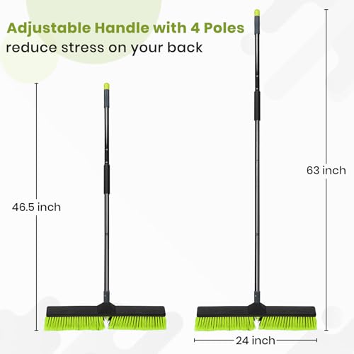 24 Inch Push Broom Outdoor with Stiff Bristle