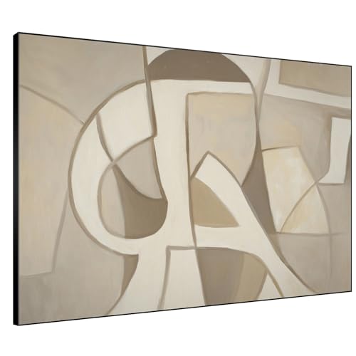 36"x46" Extra Large Framed Wall Art Neutral Abstract Geometric in Mid