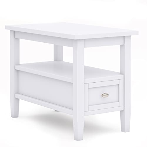 Warm Shaker 14" Wide Solid Wood Square End Table in White