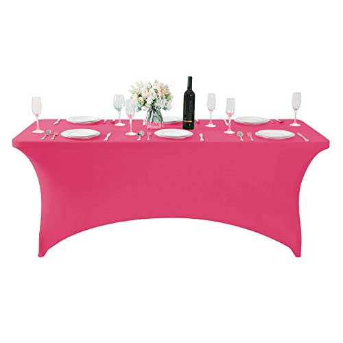 Spandex Table Cover for 6Ft or 4fT or 8ft Table Universal Fitted Stretch Tablecloth for Party