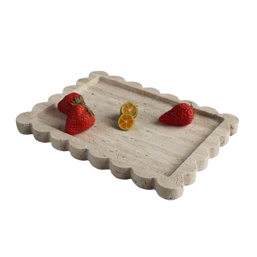 Natural Luxury Scalloped Marble Tray 10.8"x8"