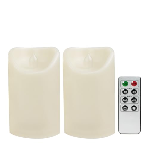 Outdoor Battery Operated Flameless Candles with Remote Timer D3”xH5” 2 PCS (2 Count)