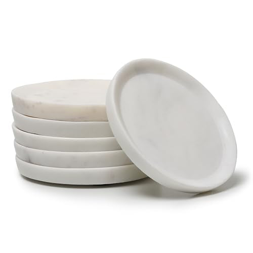 Marble Coasters Set of 6 with Raised Edges (25 Count)