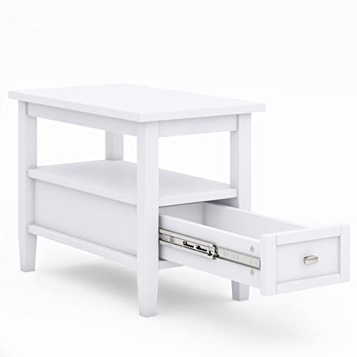 Warm Shaker 14" Wide Solid Wood Square End Table in White