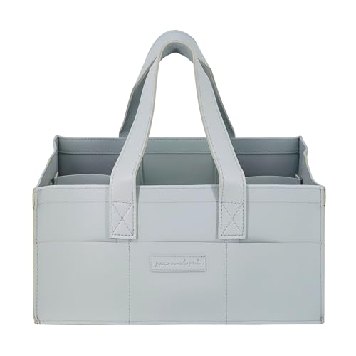Premium Vegan Leather Baby Diaper Caddy Organizer