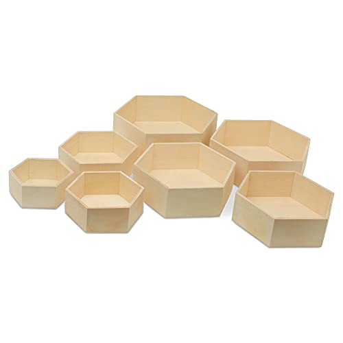 Wooden Hexagon Floating Shelves with Backs (5 Count)