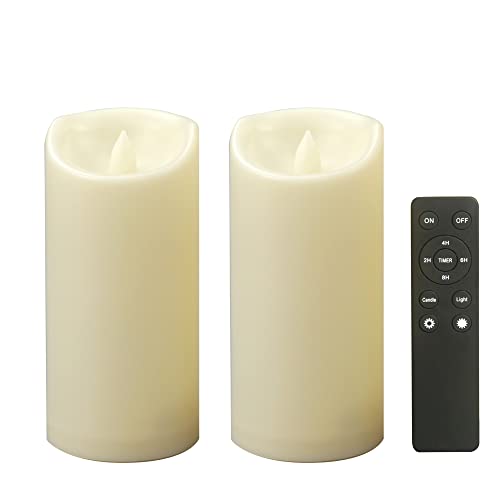 Outdoor Battery Operated Flameless Candles with Remote Timer D3”xH7” 2 PCS (2 Count)