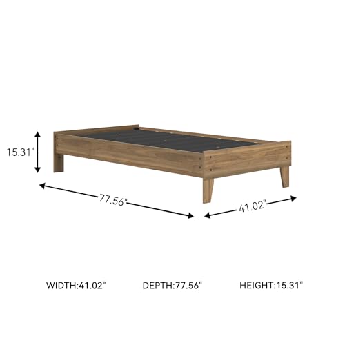 Deanlow Mid Century Modern Twin Platform Bed with Metal Slats