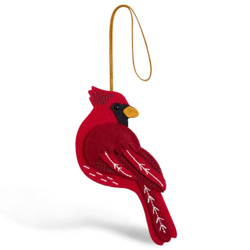 Cheerful Cardinal Felt Bird Keepsake Birthday & Everyday Card
