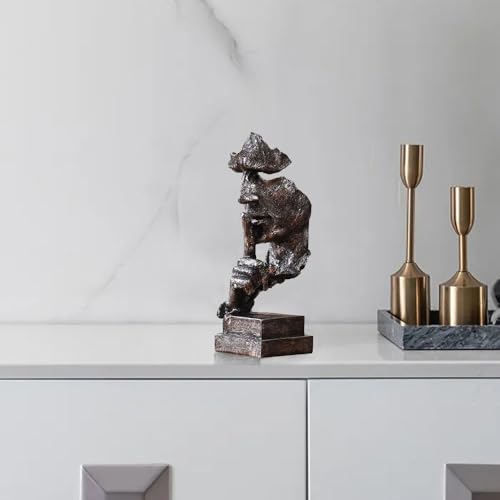 Silence is a Golden Statue Modern Mens Creative Office Home Room Decorations Sculpture Bookshelf Decorative 4.7 x 4.3 x 13.1in