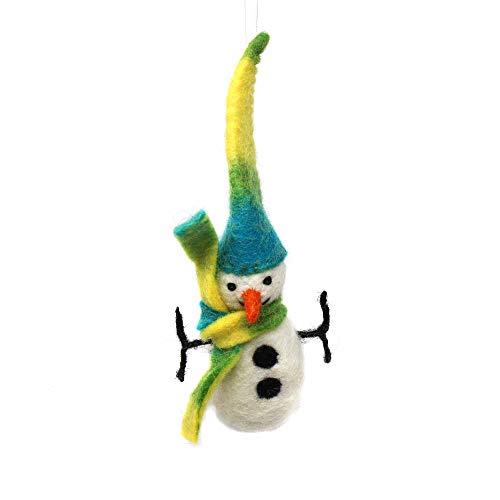 GLG60035-01 - Wool Felt Snowman Ornament - Handcrafted Christmas or Winter Decor