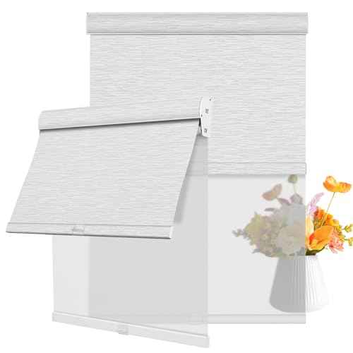 Cordless Dual Roller Shades. White.80 W x 56" H