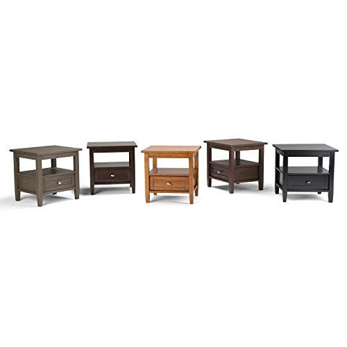 Warm Shaker 20" Wide Solid Wood End Table in Farmhouse Brown