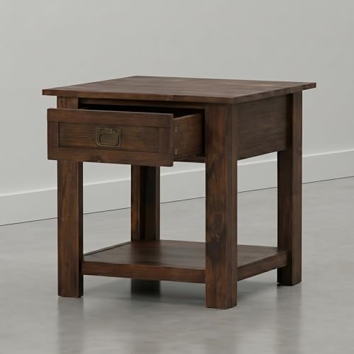 Monroe 22" Wide Solid Wood End Table in Distressed Ash Brown