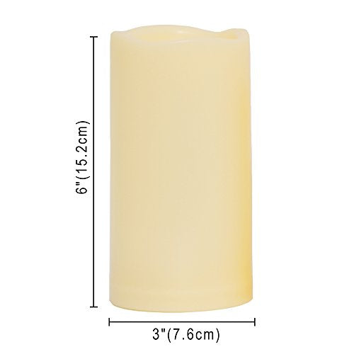 Outdoor Battery Operated Flameless LED Pillar Candles Remote D3”xH6” 2 Pack