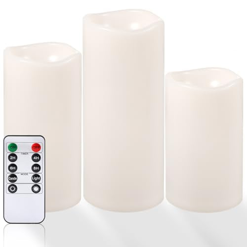 Large Outdoor Flameless Candles 6" 8" 10" x 5" (3 Count)