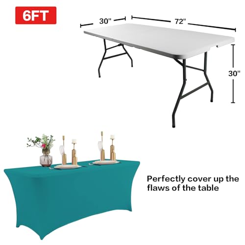 6FT Table Cloth for Rectangular Spandex Lake Blue Table Cover