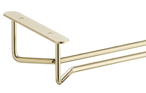 24" Glass Hanging Stemware Rack Brass Plated Set of 2 (2 Count)